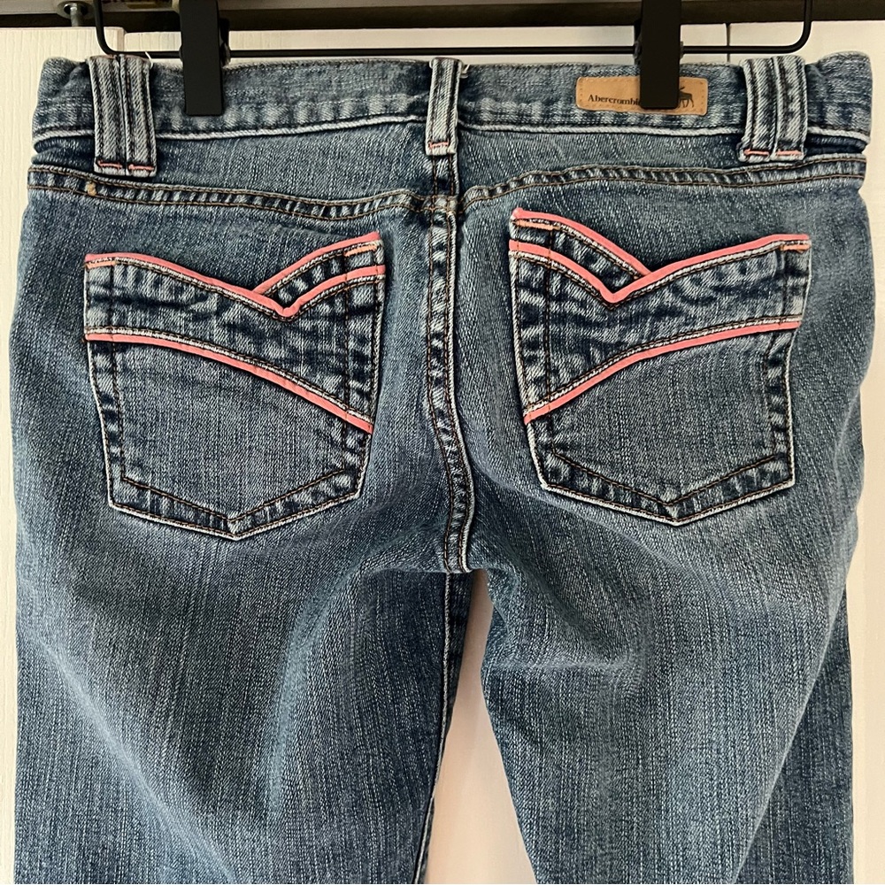 Abercrombie & Fitch Vintage Y2K Blue Denim Jeans with Pink Accents Size 2 - Picture 10 of 11